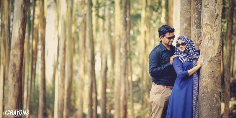 Couple in woods photography company Kochi Kannur Kerala